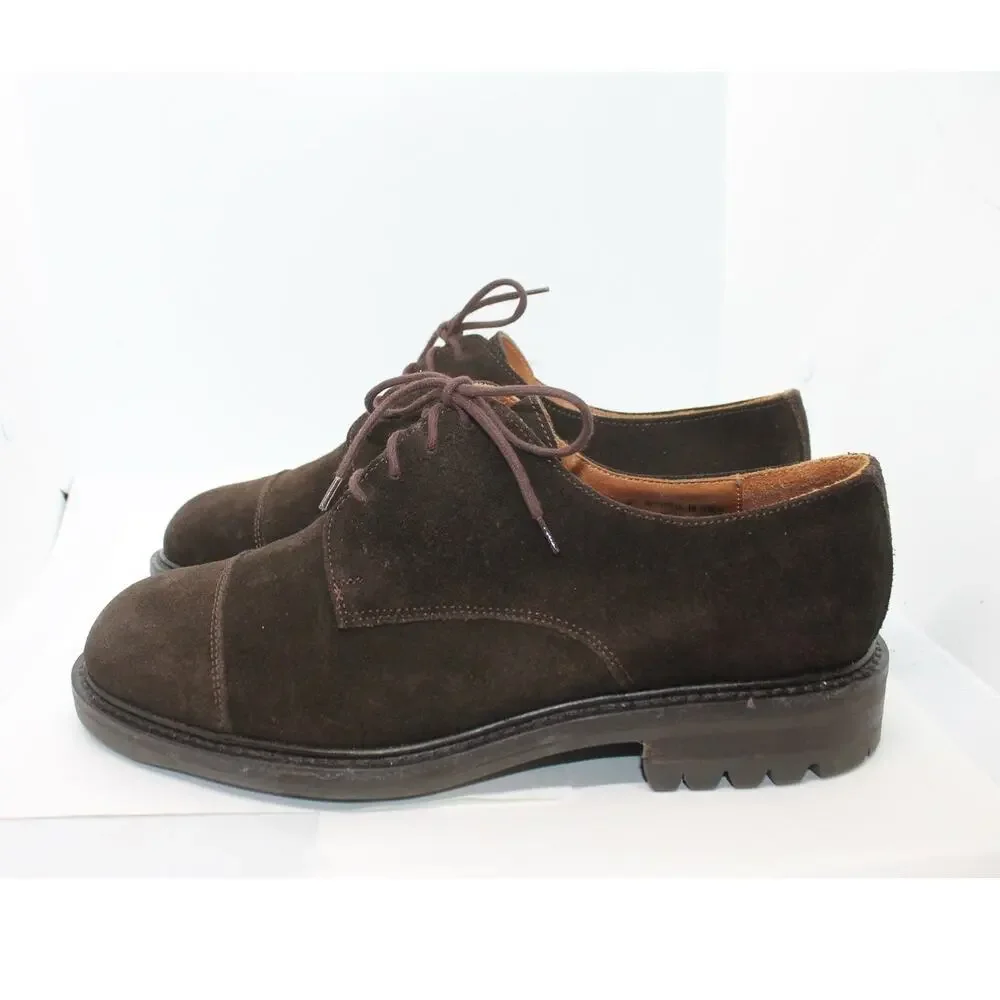 Barney's New York Men's Brown Suede Lace Up Oxfords sz 9M Made in Italy - Picture 1 of 5